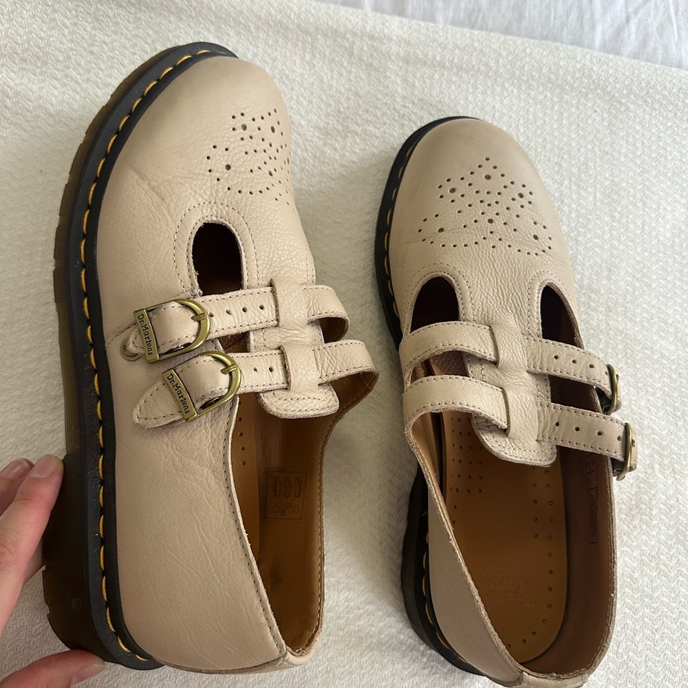 Dr. Martens Limited Edition Beige Tan Leather 8065 Virginia Mary Janes